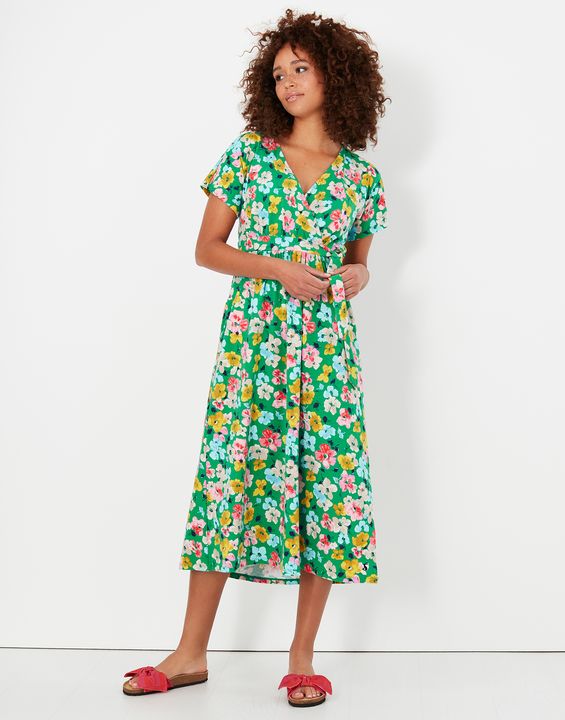 Joules Womens Riley Print Jersey Wrap Dress- Green Floral – Jacksons of  Saintfield